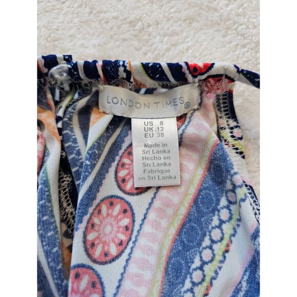 London Times Women's Multicolored Maxi Dress Size 8 Colorful Artsy - Picture 4 of 9